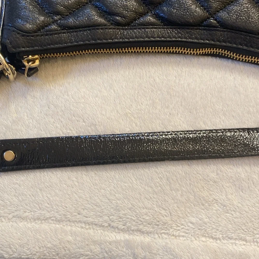 Kate Spade Gold Coast Serena black sparkly patent leather quilted hobo bag